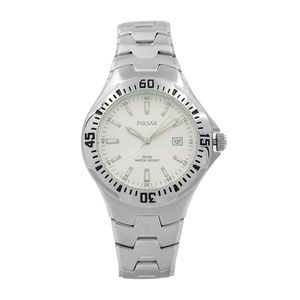 Pulsar Steel Date Silver Dial Quartz Men's Watch